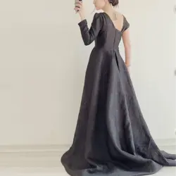 پیراهن شب ماکسی ژاکارد مشکی