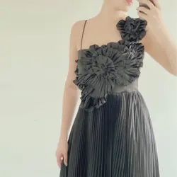 پیراهن ماکسی پیلیسه مشکی