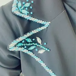 مانتو کرپ کار شده فیروزه