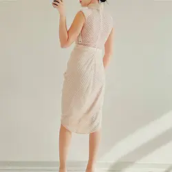 پیراهن میدی ملیله زنجیری رنگ بدن