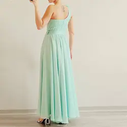 پیراهن ماکسی گل و حریر مغز پسته ای