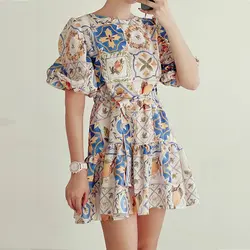 پیراهن آستین بلند لیمو و زیتون