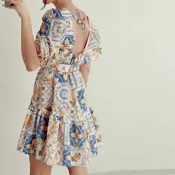 پیراهن آستین بلند لیمو و زیتون