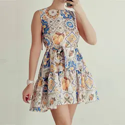 پیراهن آستین حلقه لیمو و زیتون