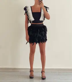 جلیقه پر کلاغی سفید و مشکی