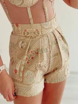 تاپ و شلوارک کرست سوزندوزی ابریشم