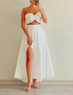 تاپ و دامن تافته سفید