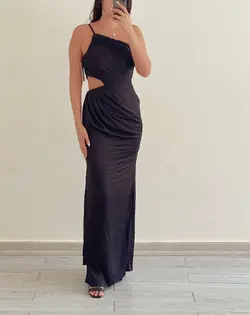 پیراهن ماکسی سیلک سنگی‌مشکی