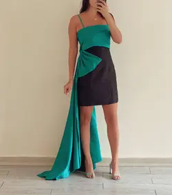 پیراهن کوتاه دنباله دار دو رنگ
