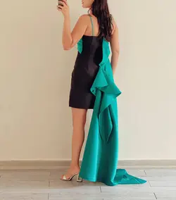 پیراهن کوتاه دنباله دار دو رنگ