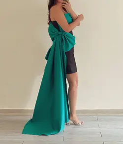پیراهن کوتاه دنباله دار دو رنگ