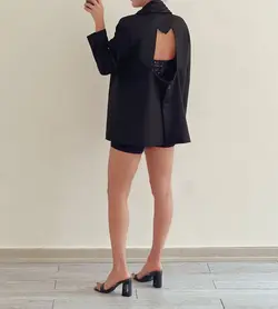 کت و کراپ تاپ گاباردین اولیکه ملیله مشکی