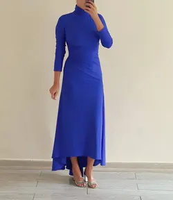 پیراهن لاکراه ماکسی آبی کاربنی