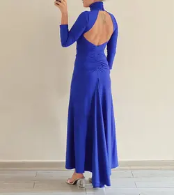 پیراهن لاکراه ماکسی آبی کاربنی