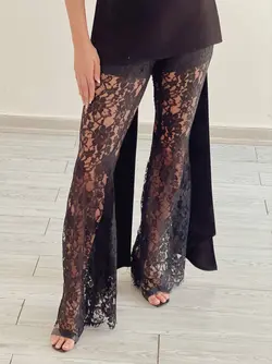 شلوار دمپا گشاد دانتل مشکی