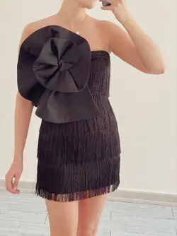 پیراهن ریش ابریشم گلدار مشکی