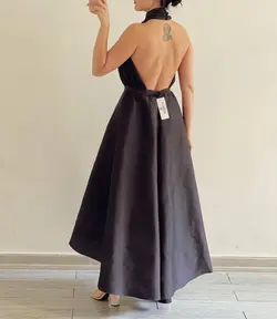 پیراهن مشکی پشت گردنی تافته