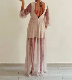 پیراهن جسمیکو فول مونجوق رنگ صورتی نود