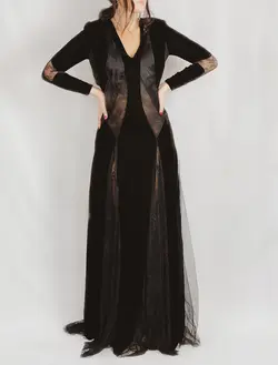 Black Venus velvet maxi dress