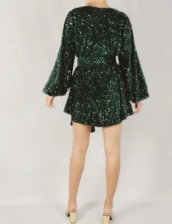 Green velvety sequin dress