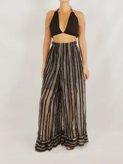 HOBRAT black highlights net trousers