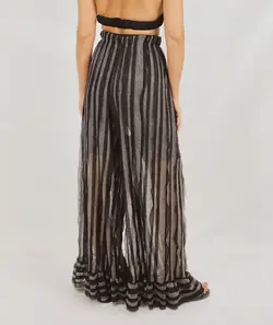 HOBRAT black highlights net trousers