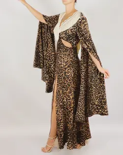 HOBRAT animal print silk crepe dress