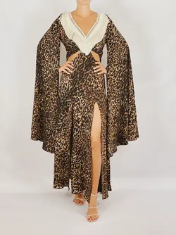 HOBRAT animal print silk crepe dress