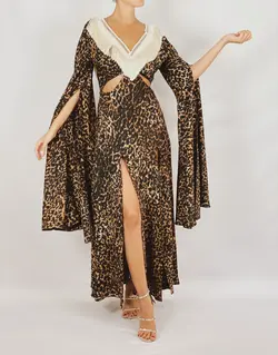 HOBRAT animal print silk crepe dress