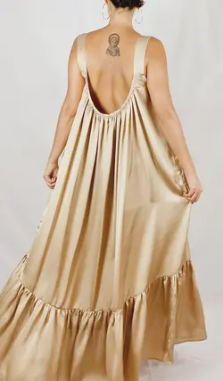 HOBRAT gold silk dress