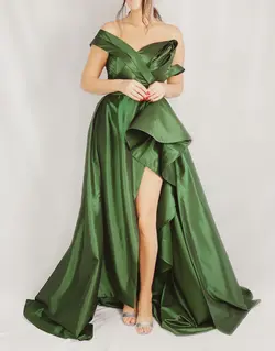 HOBRAT green french tafetta dress