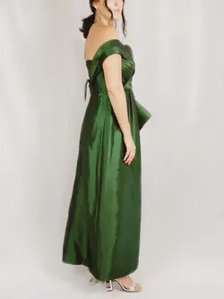 HOBRAT green tafeta maxi dress