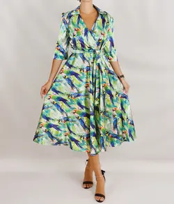 HOBRAT parrot satin dress