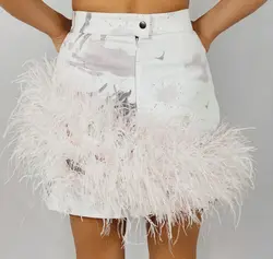 HOBRAT jean and feather skirt