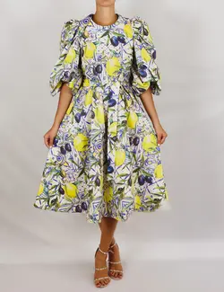 Summer lemon long sleeves dress