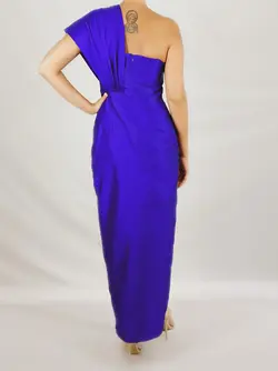 HOBRATone shoulder tafeta maxi dress