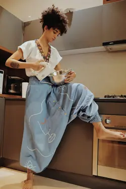 HOBRAT hand painted denim pants