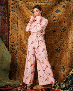 HOBRAT pink birds pants