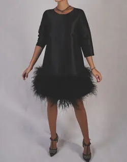 HOBRAT SATIN FEATHER DRESS