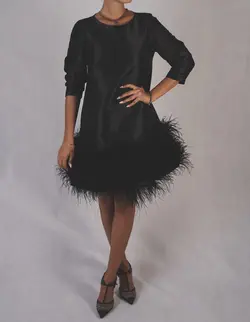 HOBRAT SATIN FEATHER DRESS