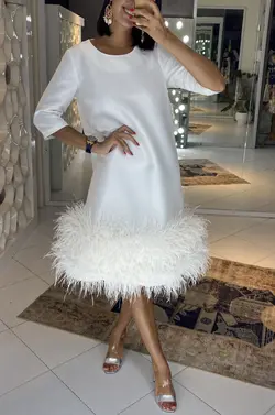 HOBRAT SATIN FEATHER DRESS