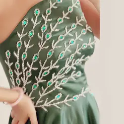 پیراهن شب سبز طاووس