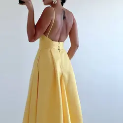 پیراهن ساتن زرد