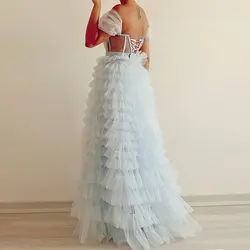 پیراهن ماکسی تور آبی