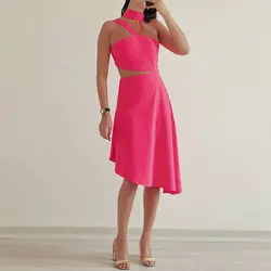 پیراهن سرخابی سیلک