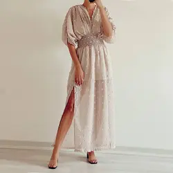 پیراهن ساحلی نخی کرم
