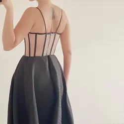 پیراهن شب ژاکارد مشکی  دنباله دار