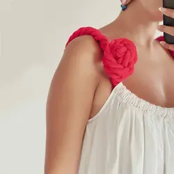 پیراهن پوپلین  با طناب قرمز