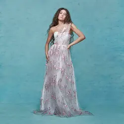 پیراهن ماکسی شکوفه سفید و صورتی