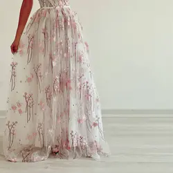 پیراهن ماکسی شکوفه سفید و صورتی